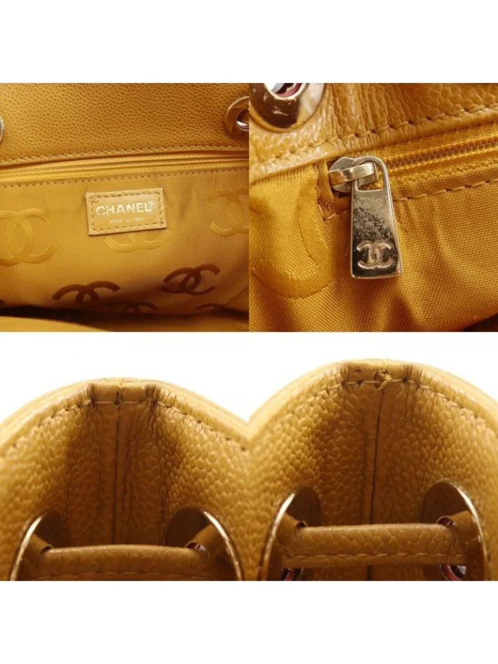 Chanel CC Logo Drawstring Caviar Leather Brown Tote - Picture 9 of 10